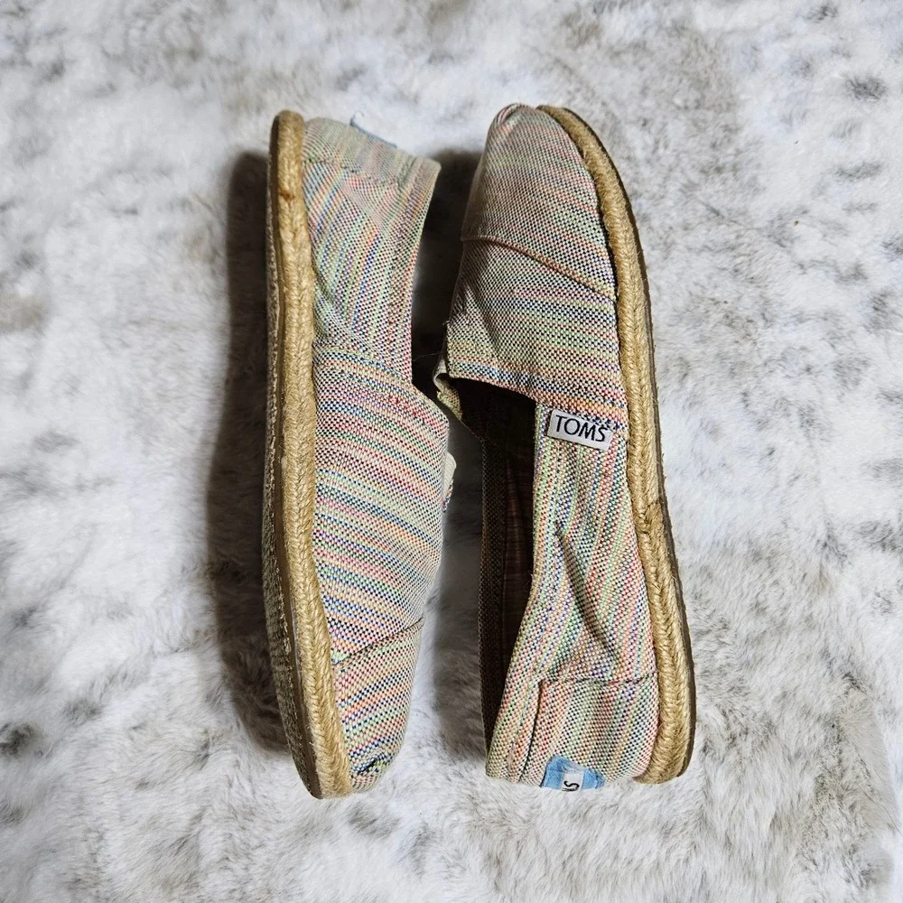 TOMS Multicolor Striped Woven Alpargata Slip On Shoes Size 5.5 Boho Espadrille